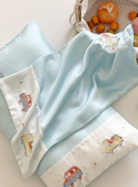 可爱儿童60兰精天丝枕套30*50刺绣凉感乳胶枕芯套春夏4874枕头套