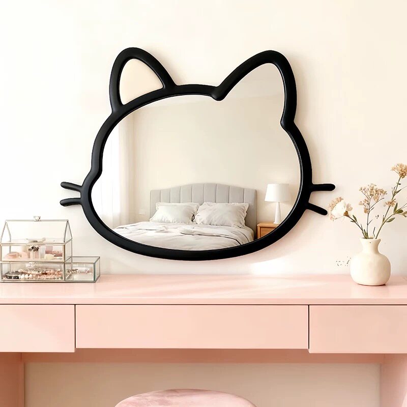 北欧不规则猫咪智能浴室镜公主房可爱化妆镜子现代家居台盆洗漱镜
