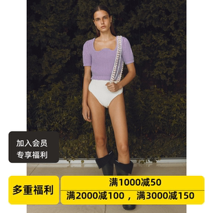 T恤 60%折设计师品牌RECTO女性标志性韩系大圆领厚实针织上衣短袖