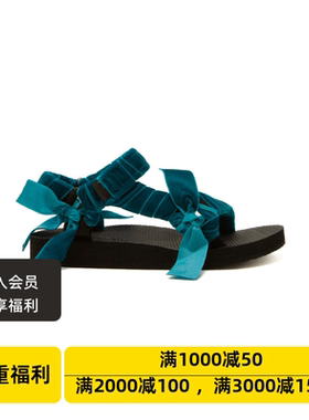 设计师品牌ArizonaLove女休闲平底特雷基徒步皮革凉鞋蓝绿色