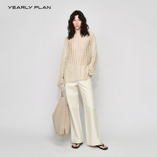 百搭时髦亲肤毛织镂空上衣 女装 设计师品牌YEARLYPLAN24春季 新款