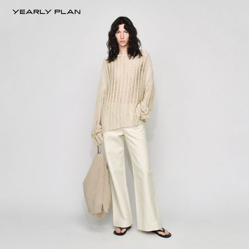 设计师24春女装亲肤镂空毛衣