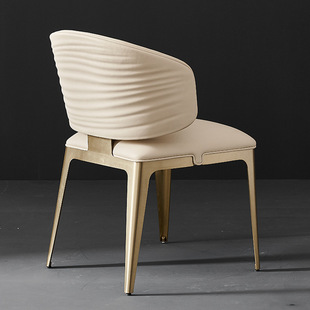 意式轻奢波浪纹餐椅意大利家用岛台奢石靠背椅咖啡厅售楼部洽谈椅