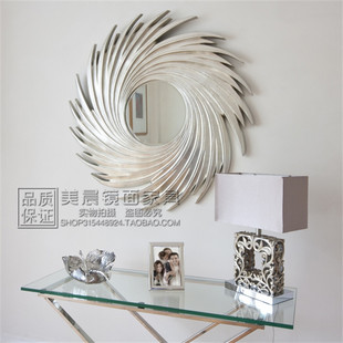 太阳神镜子欧式 饰镜餐厅走廊镜背景墙挂镜定制 奢华复古玄关壁炉装