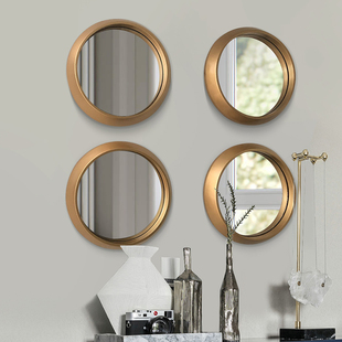 欧式餐边装饰镜金色圆形组合镜美式客厅沙发背景墙组合壁饰镜子