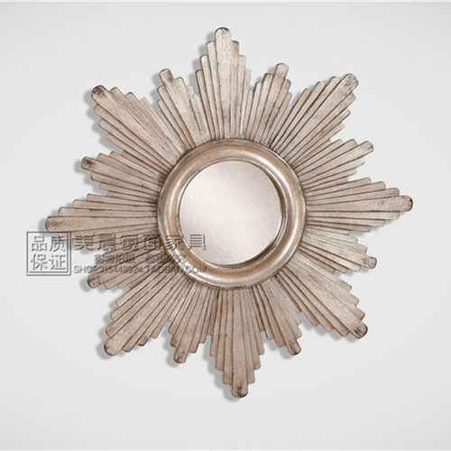 欧式仿古壁炉餐厅走廊圆形装饰镜