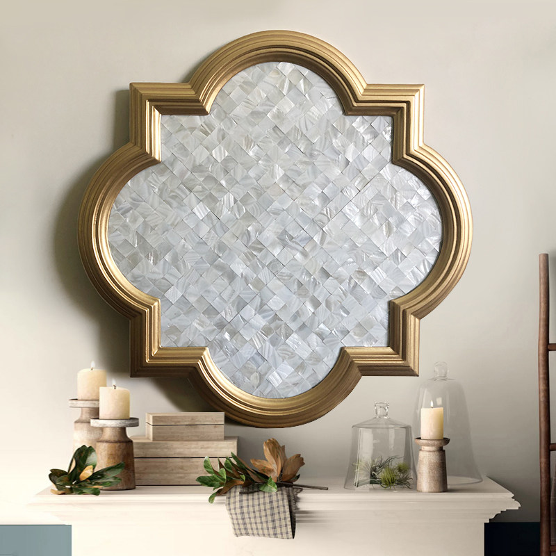 美式贝壳装饰镜玄关壁炉客厅挂件壁饰轻奢创意沙发背景墙面挂饰,住宅家具,化妆镜,淘宝优惠券,粉丝福利购,淘宝优惠卷