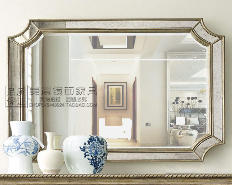 简约香槟色方形浴室洗漱镜梳妆化妆镜欧式玄关镜背景墙装饰镜定制,住宅家具,化妆镜,淘宝优惠券,粉丝福利购,淘宝优惠卷