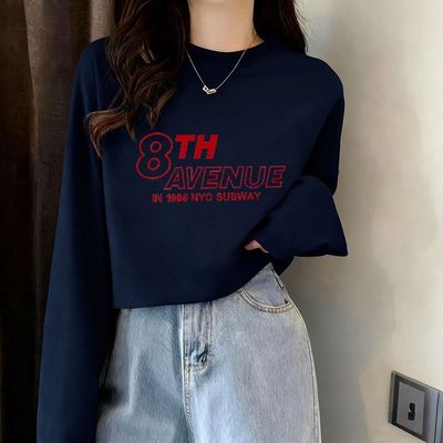 设计感小众短款长袖T恤女生春秋季宽松高腰小个子穿搭ins上衣潮流