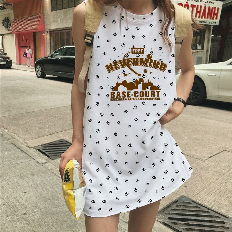 纯棉白色无袖背心T恤女2025夏季新款休闲小众oversize宽松上衣潮