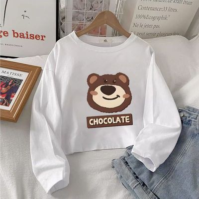 纯欲风简约短款长袖t恤女2025新款爆款夏季宽松遮肉白色薄款上衣