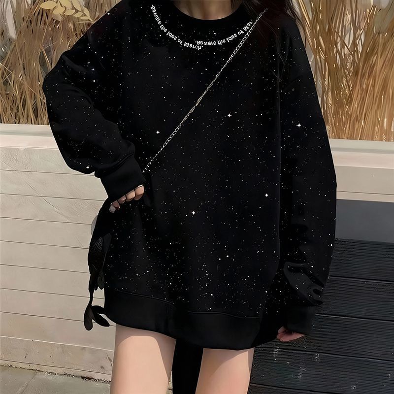 满天星亮片卫衣长袖重磅女款秋冬季小众设计感t恤高级感百搭上衣