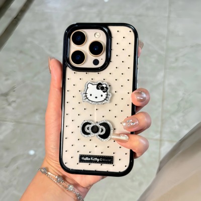 一眼高级ins极简黑色波点手机壳