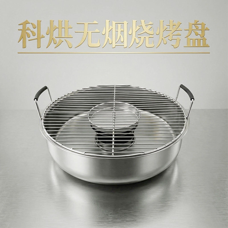 科烘无烟烧烤盘26年新品加水使用柴火炉家用户外露营无烟烧烤烤盘