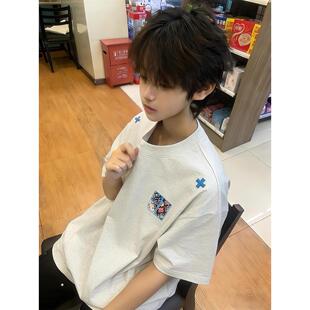 纯棉短袖t恤男款2026新款vibe正流行美式高街重磅圆领半袖上衣ins