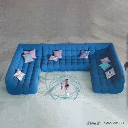 意式轻奢罗奇堡羊羔绒大平层别墅U型组合布艺沙发 Setup 泡泡沙发