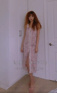 louise misha 代购复古印花刺绣细节长背心连衣裙 *不带腰带*