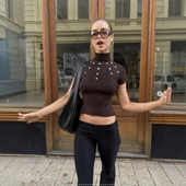 纽扣设计高领短袖 Sahara 代购 毛衣