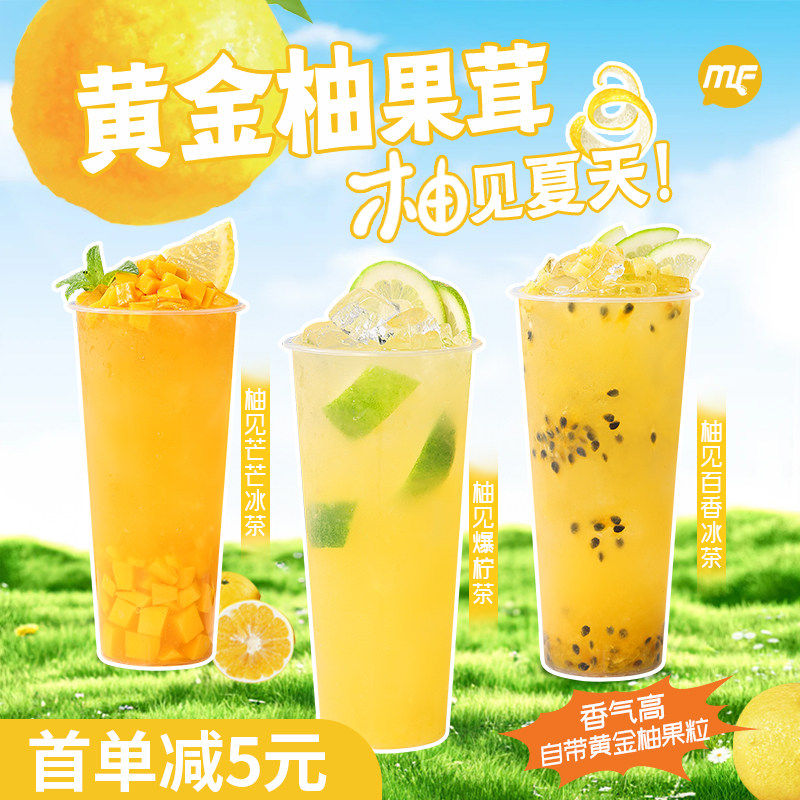 MF蜜粉儿奶茶店用黄金柚果茸柚子果酱鲜果浓缩果汁含果肉汁1.2kg