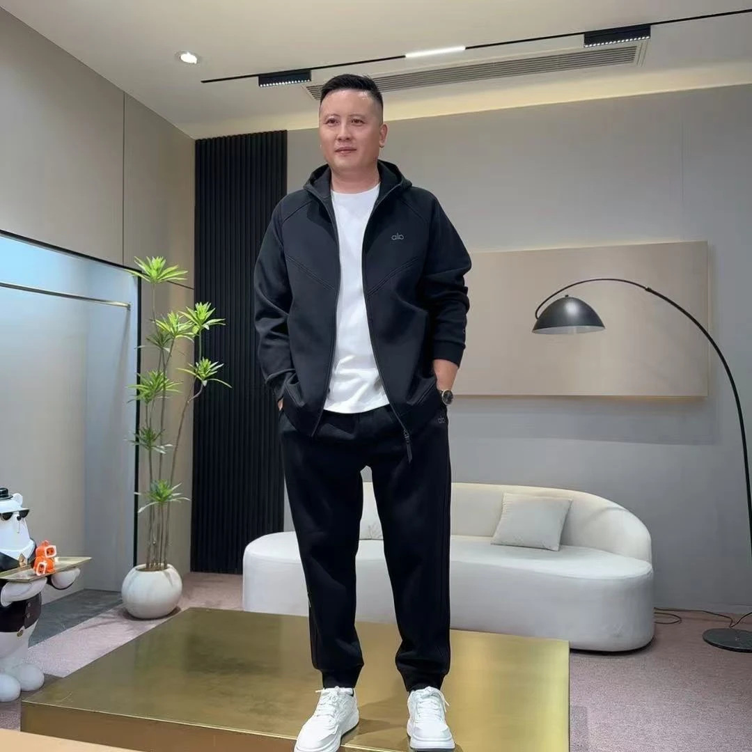 秋冬alo男款运动男士时尚潮流简约气质休闲运动连帽男装两件x套装