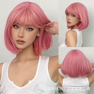 Short High Pink temperatu rendy With Hair Sweet Straight