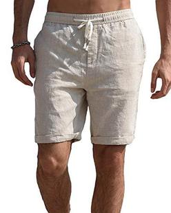 Solid Color Lace-up Sweatpants Men's Cotton And Linen Shorts