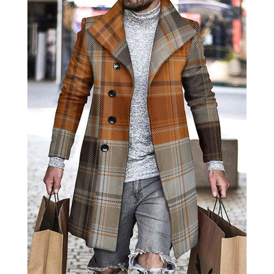 2024 3d Digital Printing Men's Wool Lapel Woolen Coat Men's