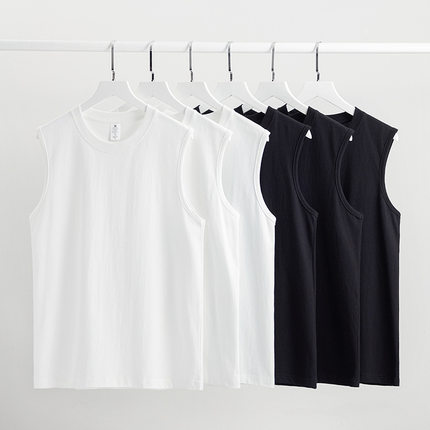 Two Pieces Of Pure Cotton Fitness Sports Sleeveless Vest Men