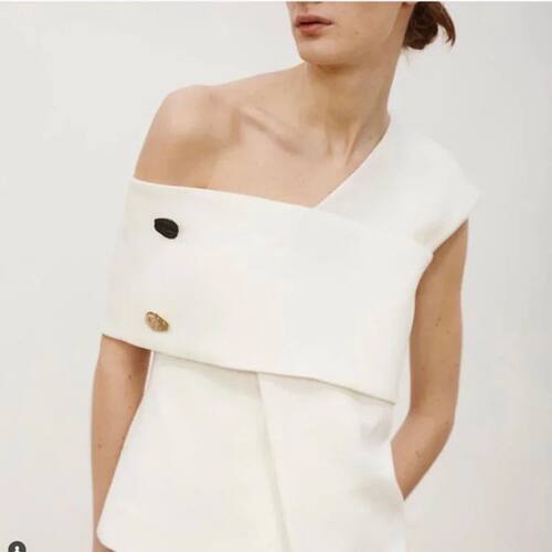 designer irregular one-shoulder sexy short blouse top women
