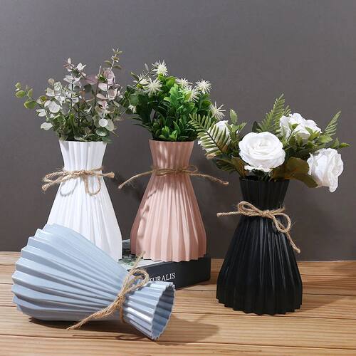 1Pc Narrow Waist Origami Striped Tabletop Vase Simple Home D