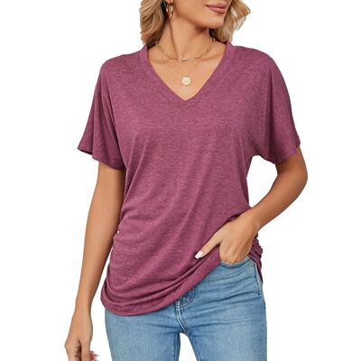 Women's T-shirt 3d Simple Solid Color Printing V-neck ops Su