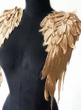 1Pair Embroidery Angel Wing Applique Sewing Flower Collar Pa