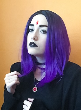 Purple Gradient Center Parted Dyed Short Bob Bob Hair For Wo