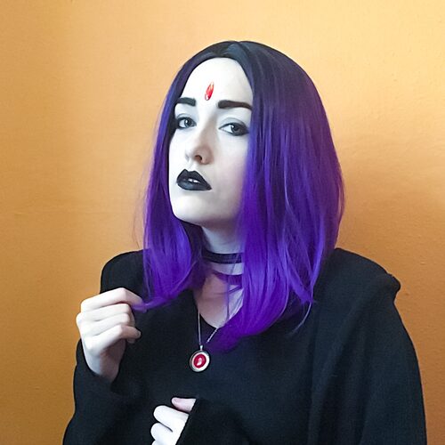 Purple Gradient Center Parted Dyed Short Bob Bob Hair For Wo