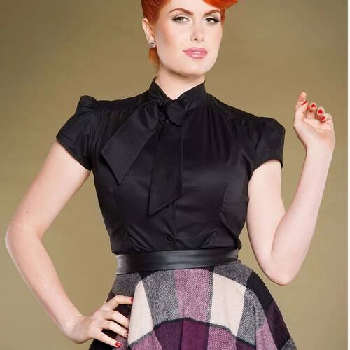 35- summer women vintage short sleeve estelle top in black p