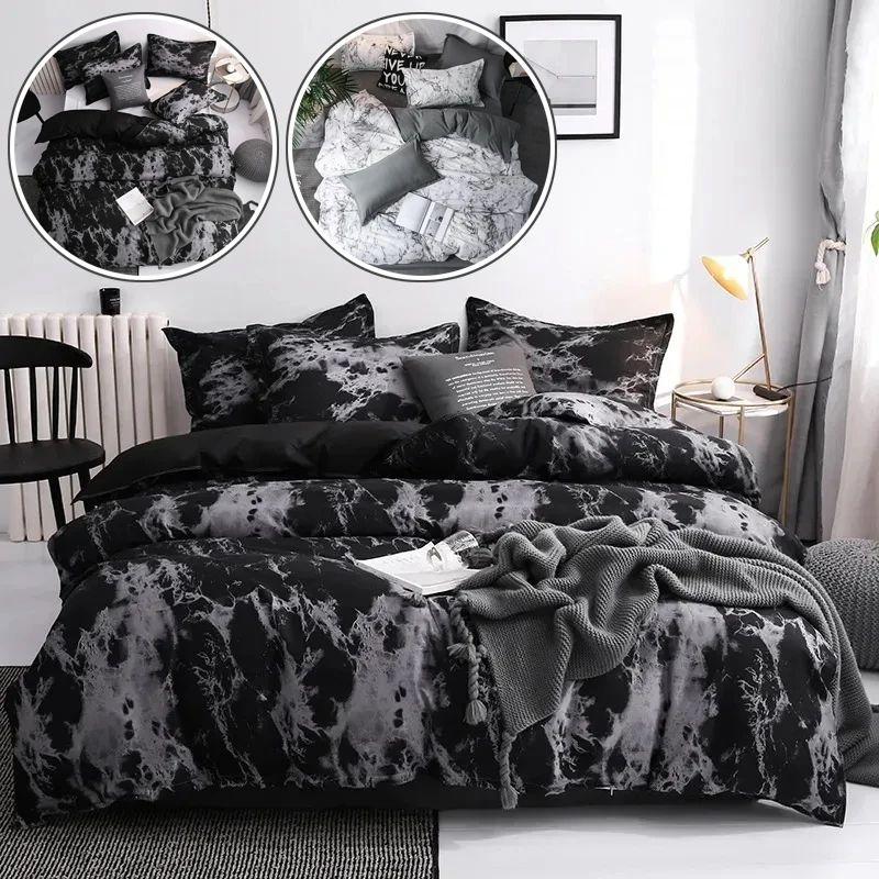 Couple Black Duvet ver with Pillow Case Luxury Modern Comfor