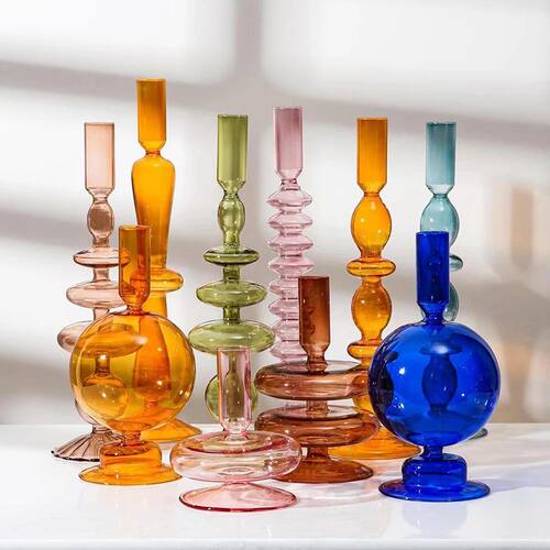 Vintage Candlestick Flower Glass Vase Crafts Glass Floriddle