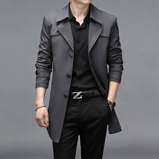 Long-term Style Windbreaker For Young Men, Casual Mid-length