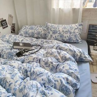 Ins Pillow Bedding ver Duvet Style Filler Set Blue Floral