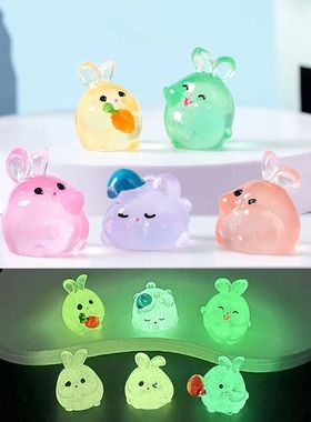 6PCS Luminous Rabbits Resin Fairy Garden Accessories Glow At