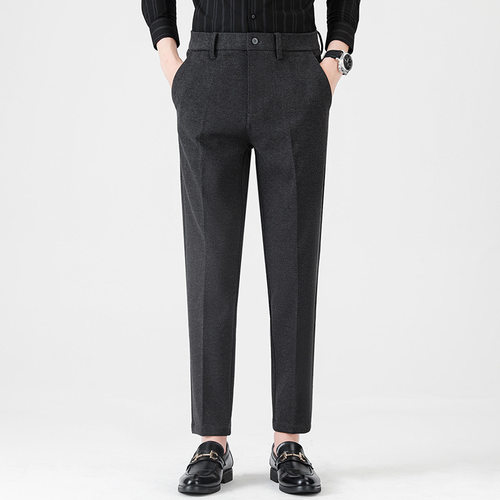 Woolen Men's Casual Trousers, Elastic Light Business Trouser