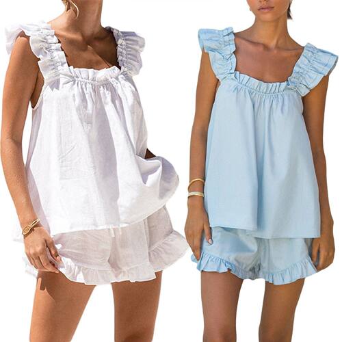 Womens Pajama Sets Women's Summer 2PCS Pajamas Sets Sleevele