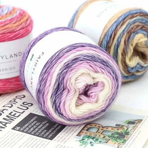 100g Rainbow Woollen Yarn New Soft Hand Woven Cake Yarn Hat