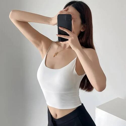 Women Crop ops Sexy Solid Color Camisole Ice Silk Tube Top S