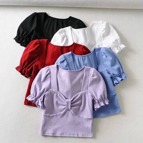 She'sModa Vintage Knitted French Style Square Collar Women's