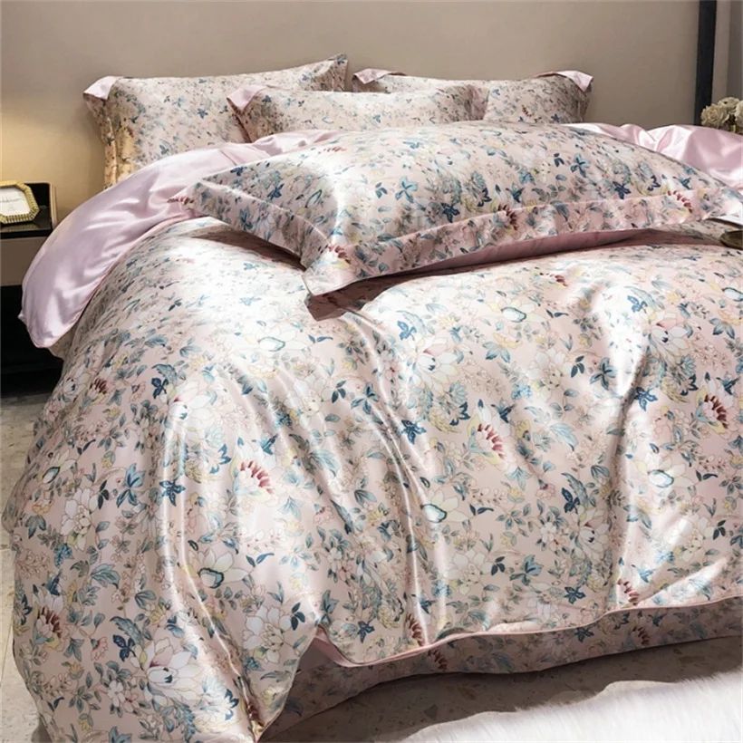 Blend Mulberry Silk 4 Pieces Bedding Set, 1PC Duvet ver, 1PC