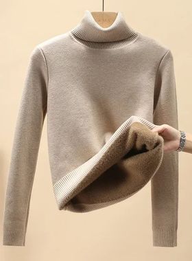 Turtleneck Sweater Women ops 2024 Lined Warm Sweater Knitted