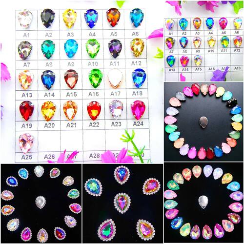 Colorful 7 sizes glass Crystal Silver claw Various colors mi