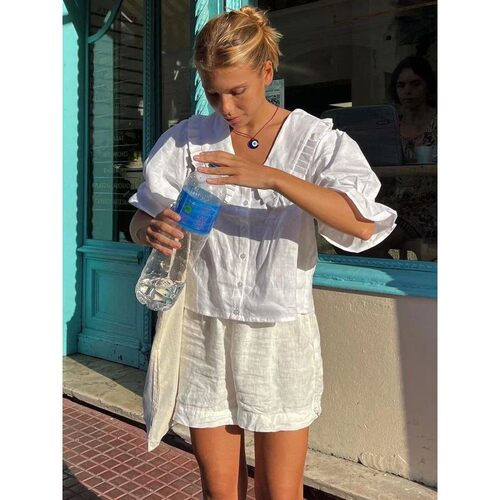 Soft Cotton Shorts Sets Women Casual Long Sleeve Pater Pan C