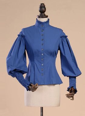 New Spring Summer Women Prom Cotton Shirt Leg of Mutton Slee